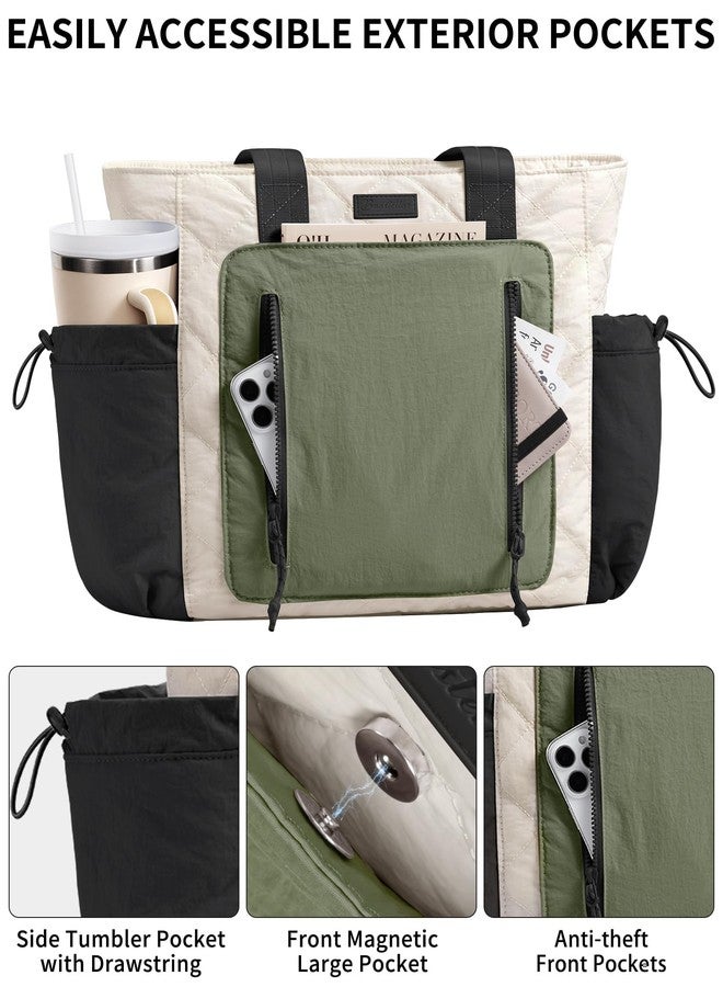 Bagstellar Puffer Tote Bag for Women, Lightweight Puffy Work Laptop Handbag Teacher Nurse Quilted Shoulder School Daily Travel Gym Bag - Image 4